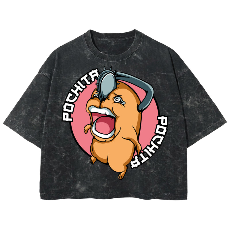 Playera streetwear premium de anime y gaming ExtraLife MX, corte boxy deluxe mineral wash heavyweight en color Acid Wash, moda urbana mexicana de culto.