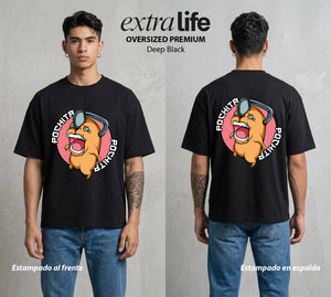 El Contrato Infernal | El Cachorro de Sierra #00449 - Playera Oversized Premium | Deep Black - Foto en modelo