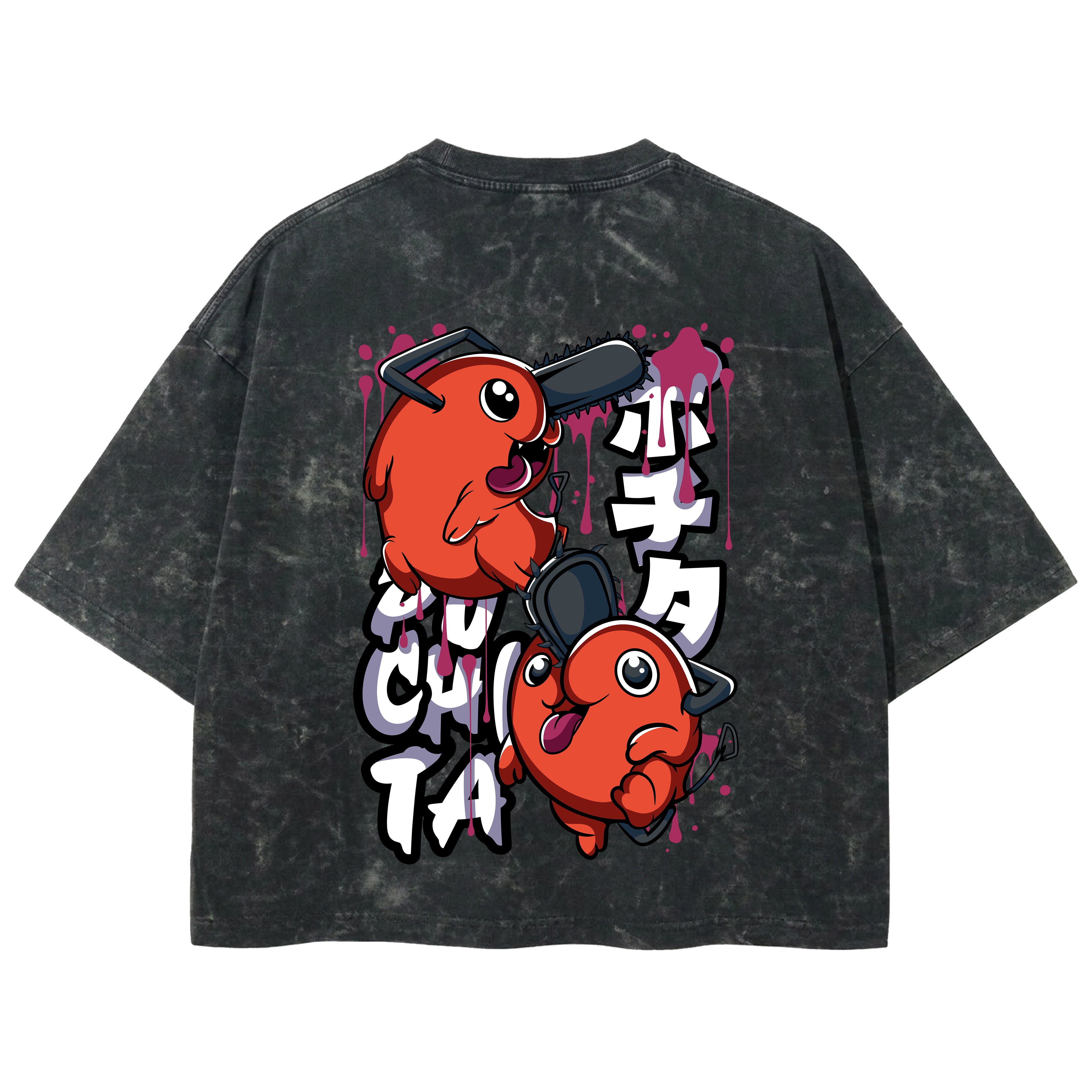 Playera streetwear premium de anime y gaming ExtraLife MX, corte boxy deluxe mineral wash heavyweight en color Acid Wash, moda urbana mexicana de culto.