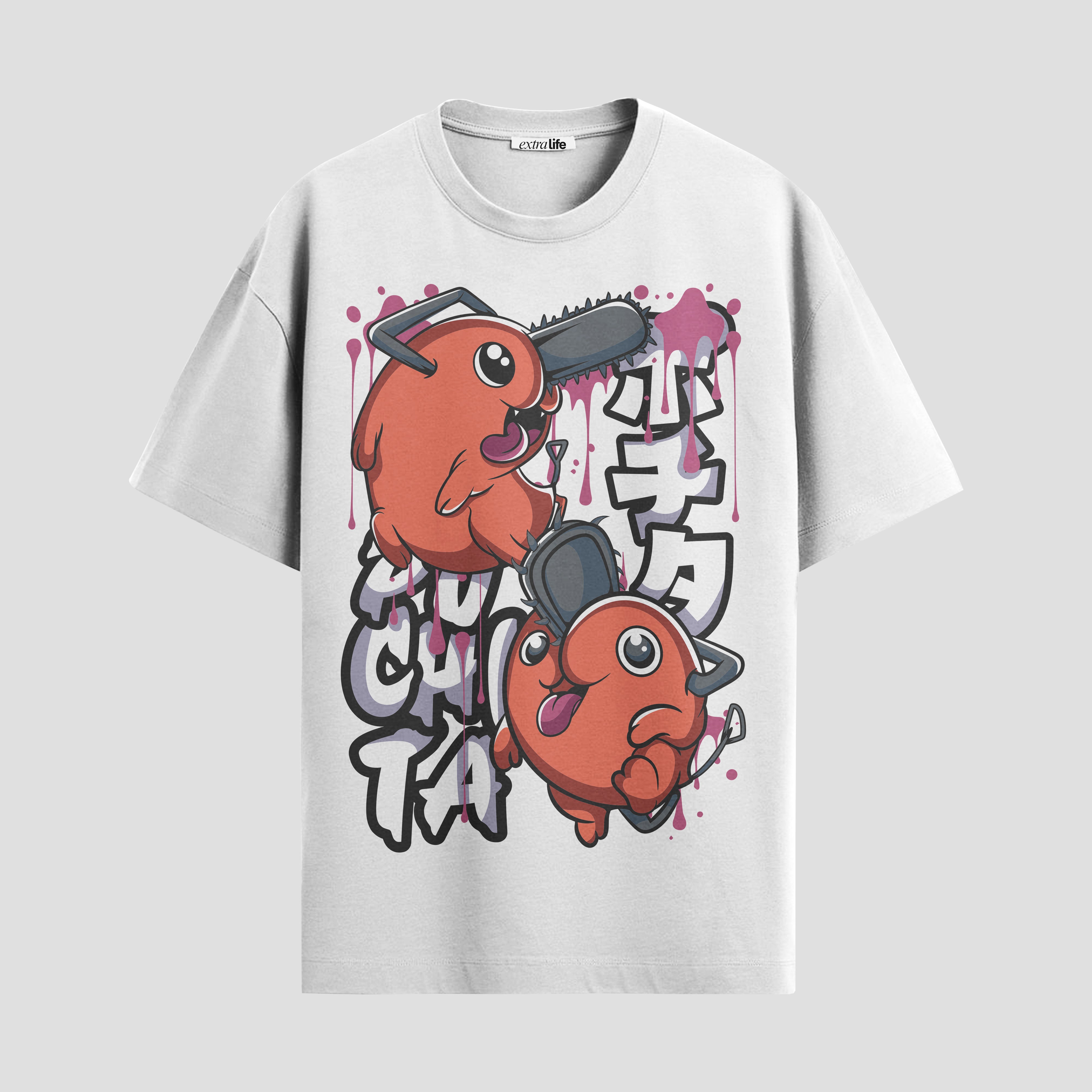 Playera urbana de anime y gaming ExtraLife MX, corte Standard Fit unisex ligero y transpirable en color Deep Black y Pure White, ropa de uso diario para gym y casual.