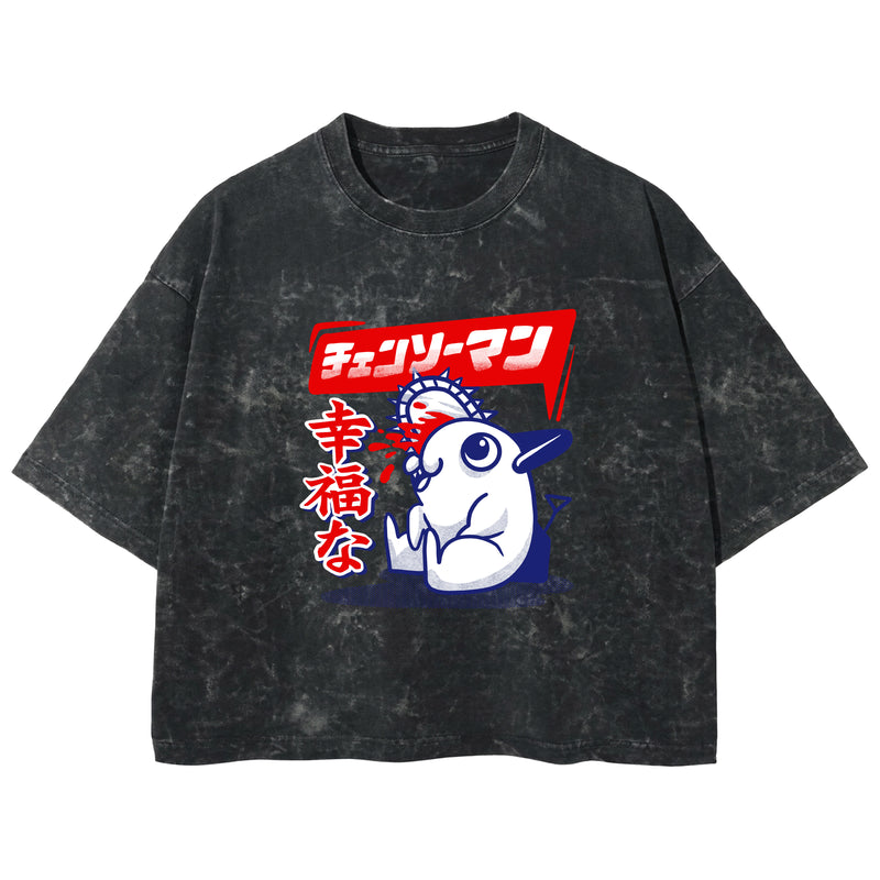 Playera streetwear premium de anime y gaming ExtraLife MX, corte boxy deluxe mineral wash heavyweight en color Acid Wash, moda urbana mexicana de culto.