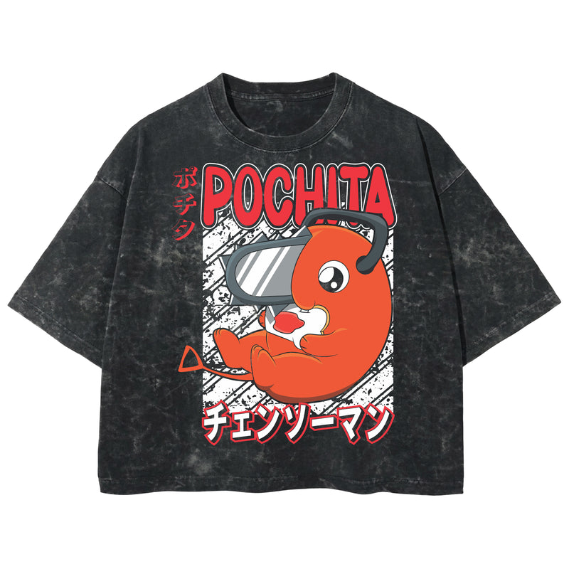 Playera streetwear premium de anime y gaming ExtraLife MX, corte boxy deluxe mineral wash heavyweight en color Acid Wash, moda urbana mexicana de culto.