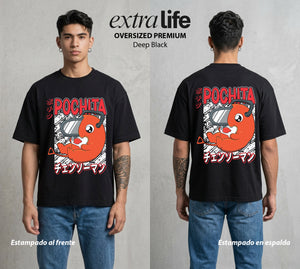 El Contrato Infernal | El Amigo del Caos #00452 - Playera Oversized Premium | Deep Black - Foto en modelo