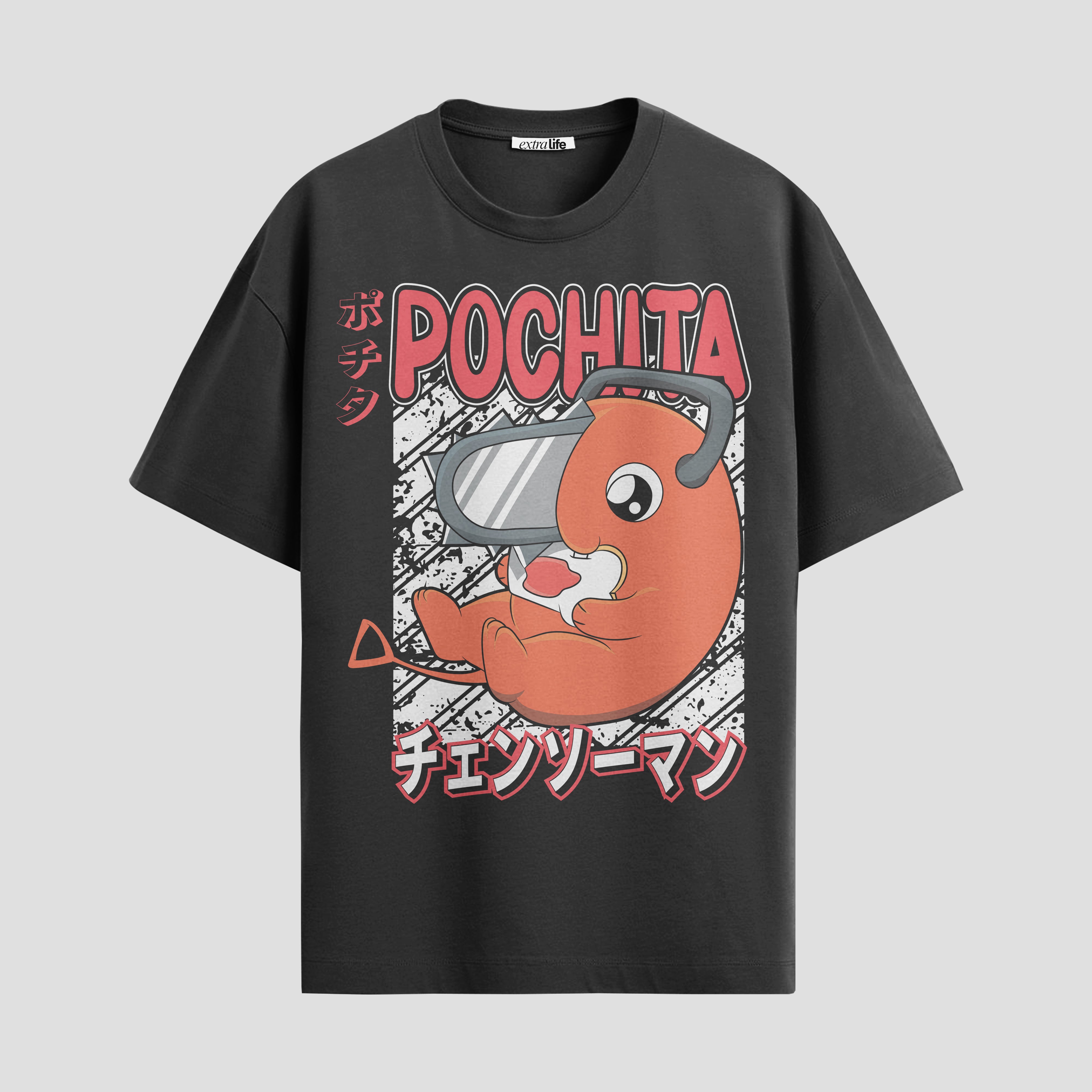 Playera urbana de anime y gaming ExtraLife MX, corte Standard Fit unisex ligero y transpirable en color Deep Black y Pure White, ropa de uso diario para gym y casual.