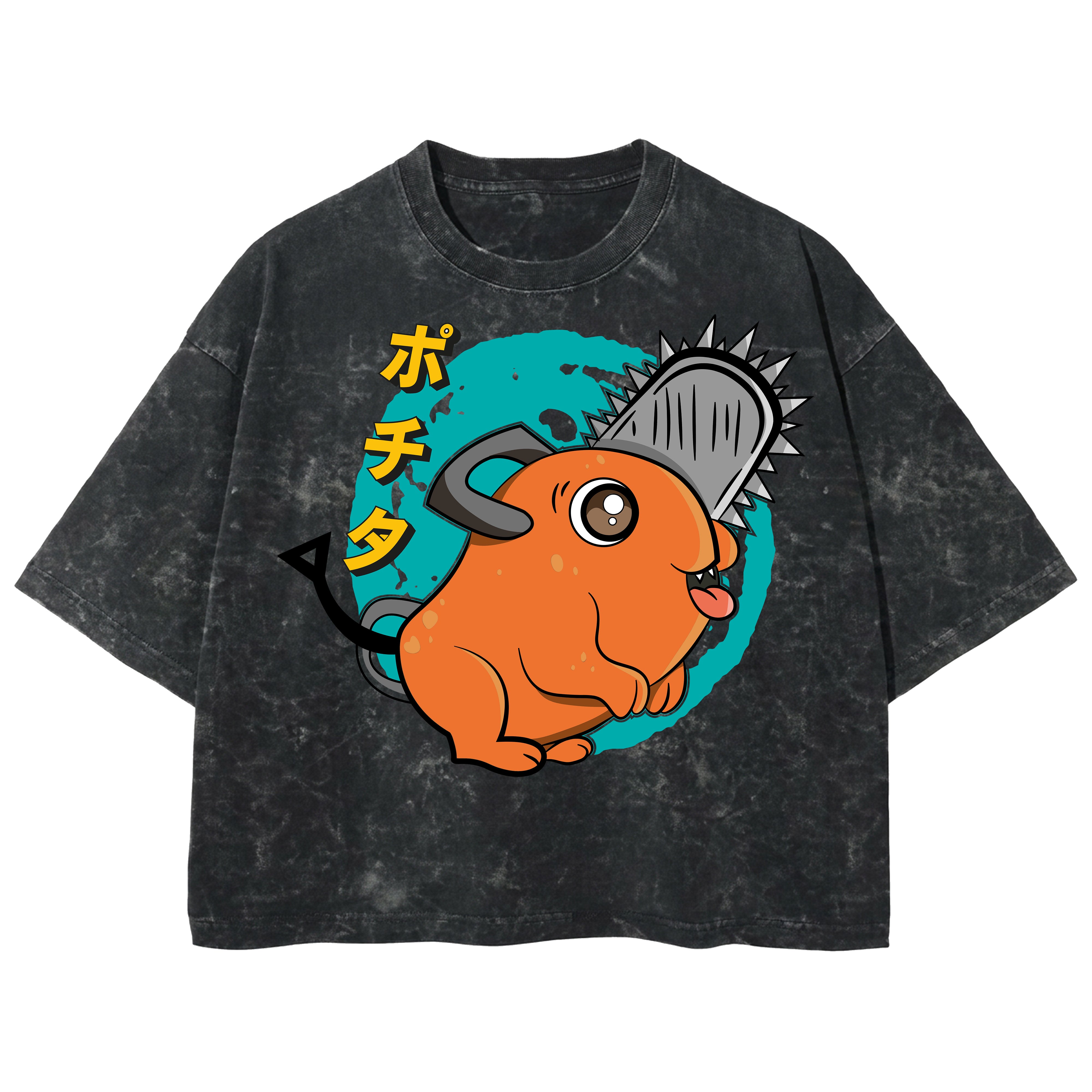 Playera streetwear premium de anime y gaming ExtraLife MX, corte boxy deluxe mineral wash heavyweight en color Acid Wash, moda urbana mexicana de culto.