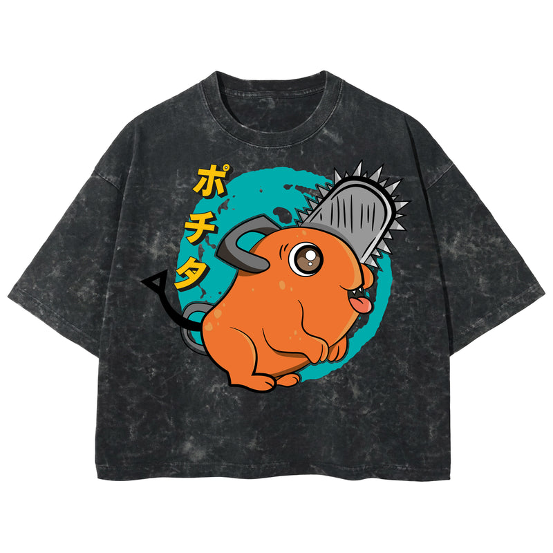 Playera streetwear premium de anime y gaming ExtraLife MX, corte boxy deluxe mineral wash heavyweight en color Acid Wash, moda urbana mexicana de culto.