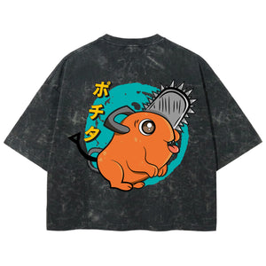 Playera streetwear premium de anime y gaming ExtraLife MX, corte boxy deluxe mineral wash heavyweight en color Acid Wash, moda urbana mexicana de culto.