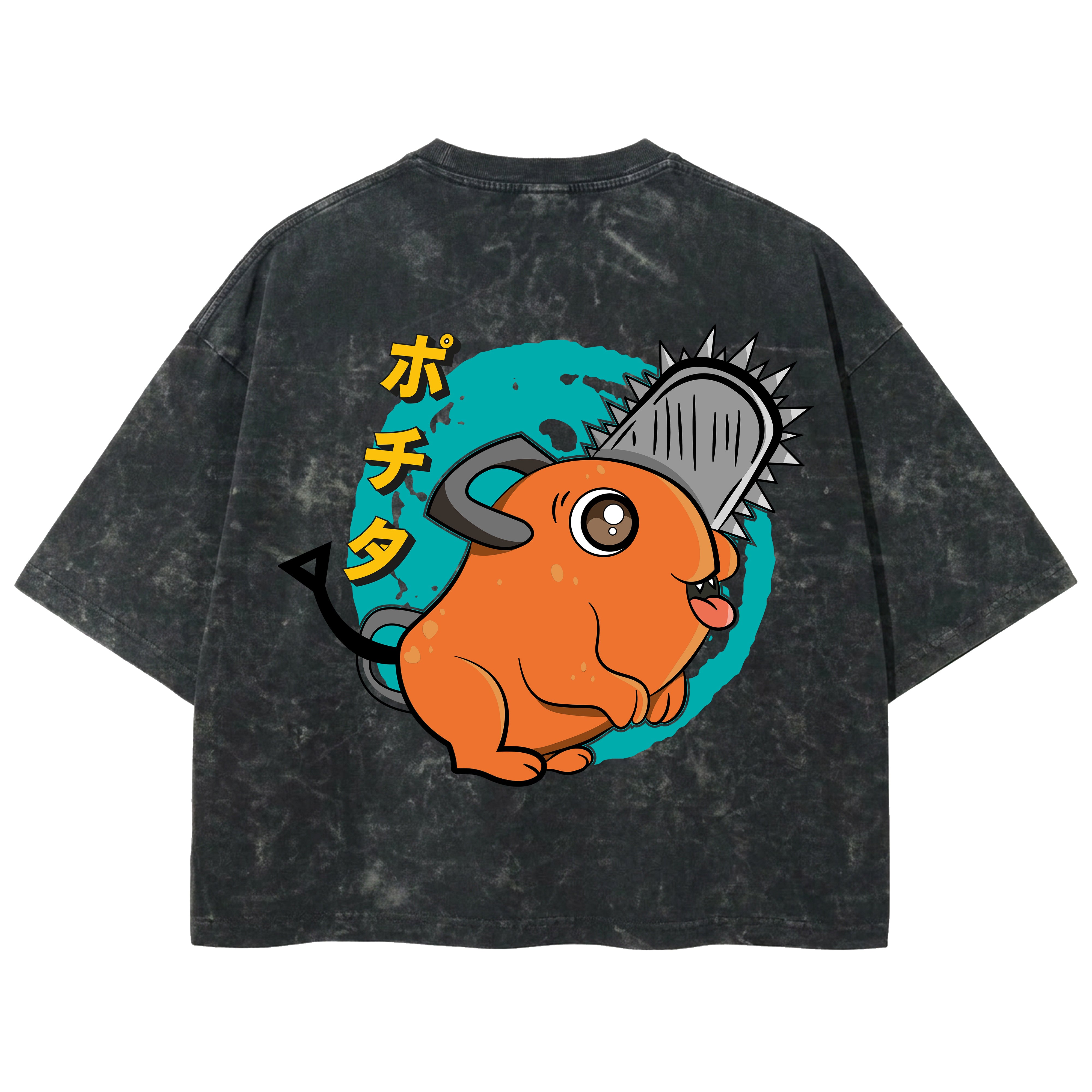 Playera streetwear premium de anime y gaming ExtraLife MX, corte boxy deluxe mineral wash heavyweight en color Acid Wash, moda urbana mexicana de culto.