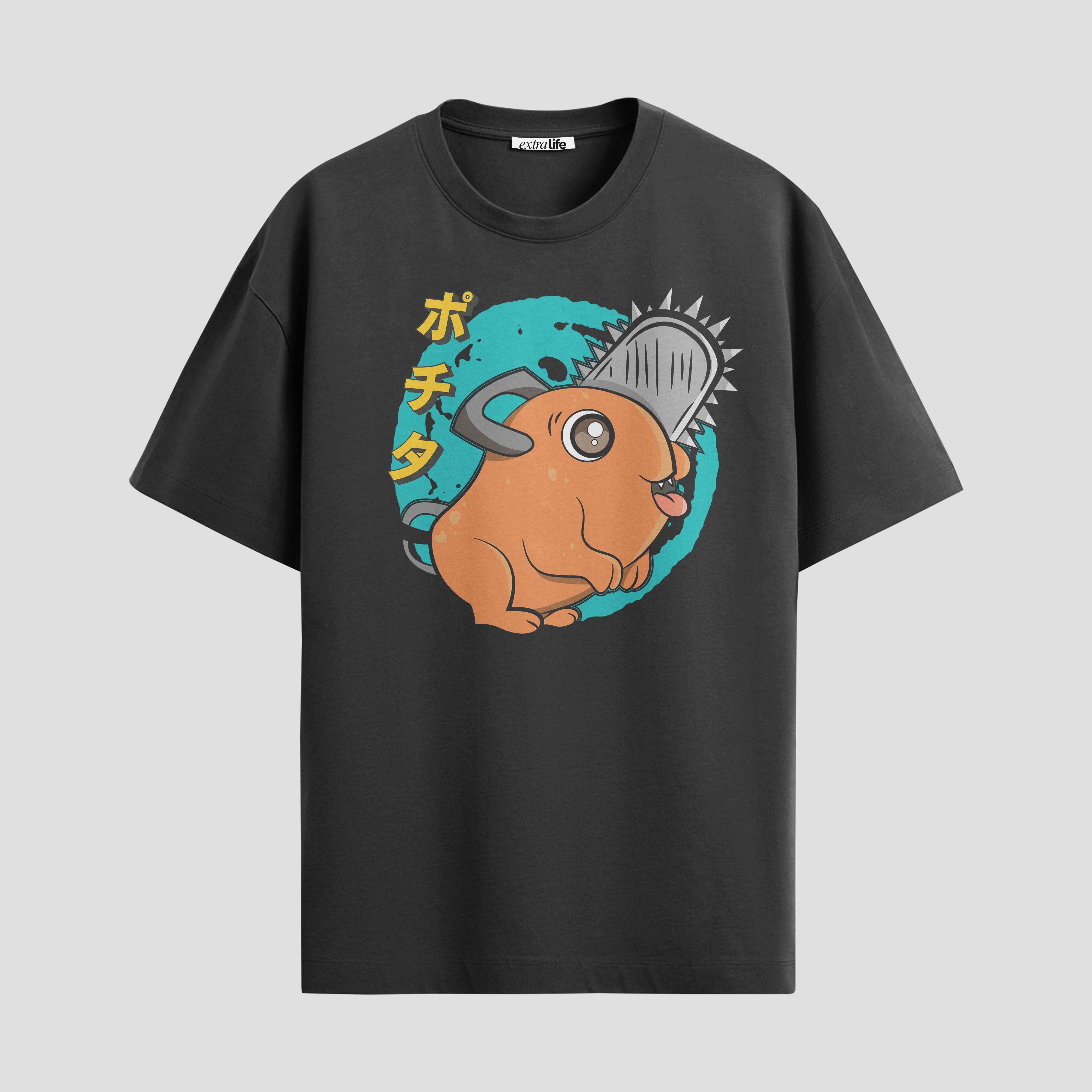 Playera urbana de anime y gaming ExtraLife MX, corte Standard Fit unisex ligero y transpirable en color Deep Black y Pure White, ropa de uso diario para gym y casual.
