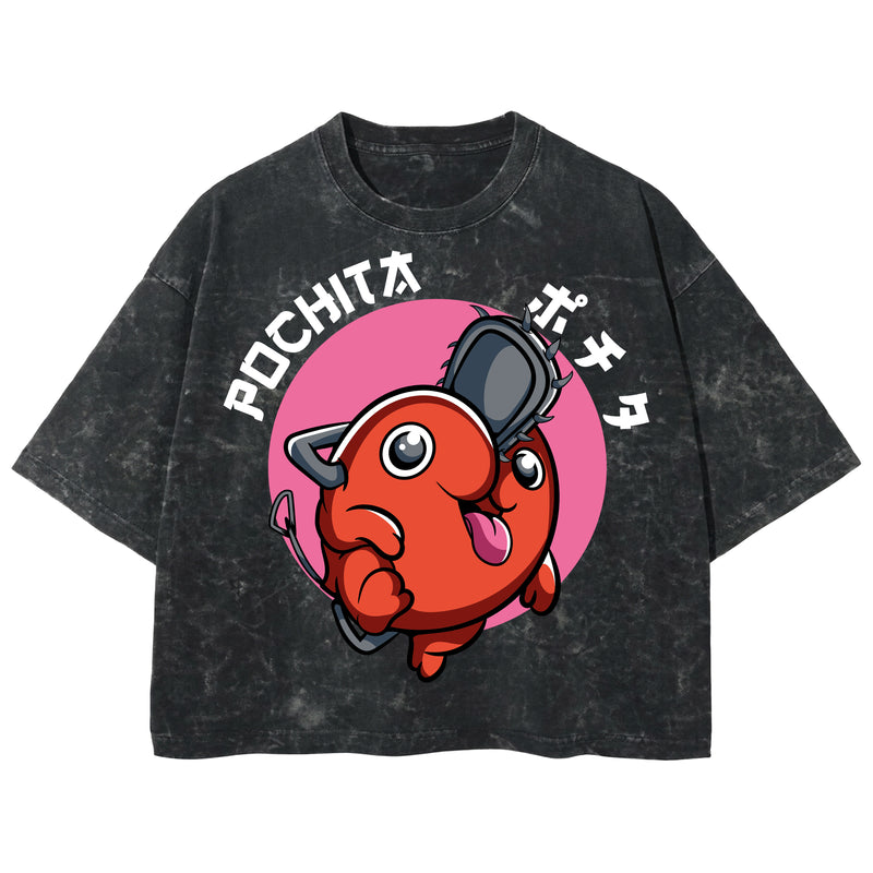 Playera streetwear premium de anime y gaming ExtraLife MX, corte boxy deluxe mineral wash heavyweight en color Acid Wash, moda urbana mexicana de culto.