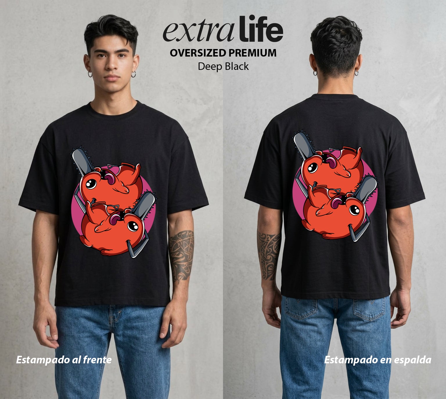 El Contrato Infernal | El Perro de las Sierras #00455 - Playera Oversized Premium | Deep Black - Foto en modelo