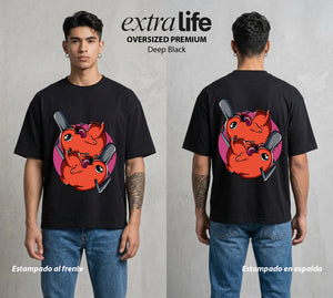 El Contrato Infernal | El Perro de las Sierras #00455 - Playera Oversized Premium | Deep Black - Foto en modelo