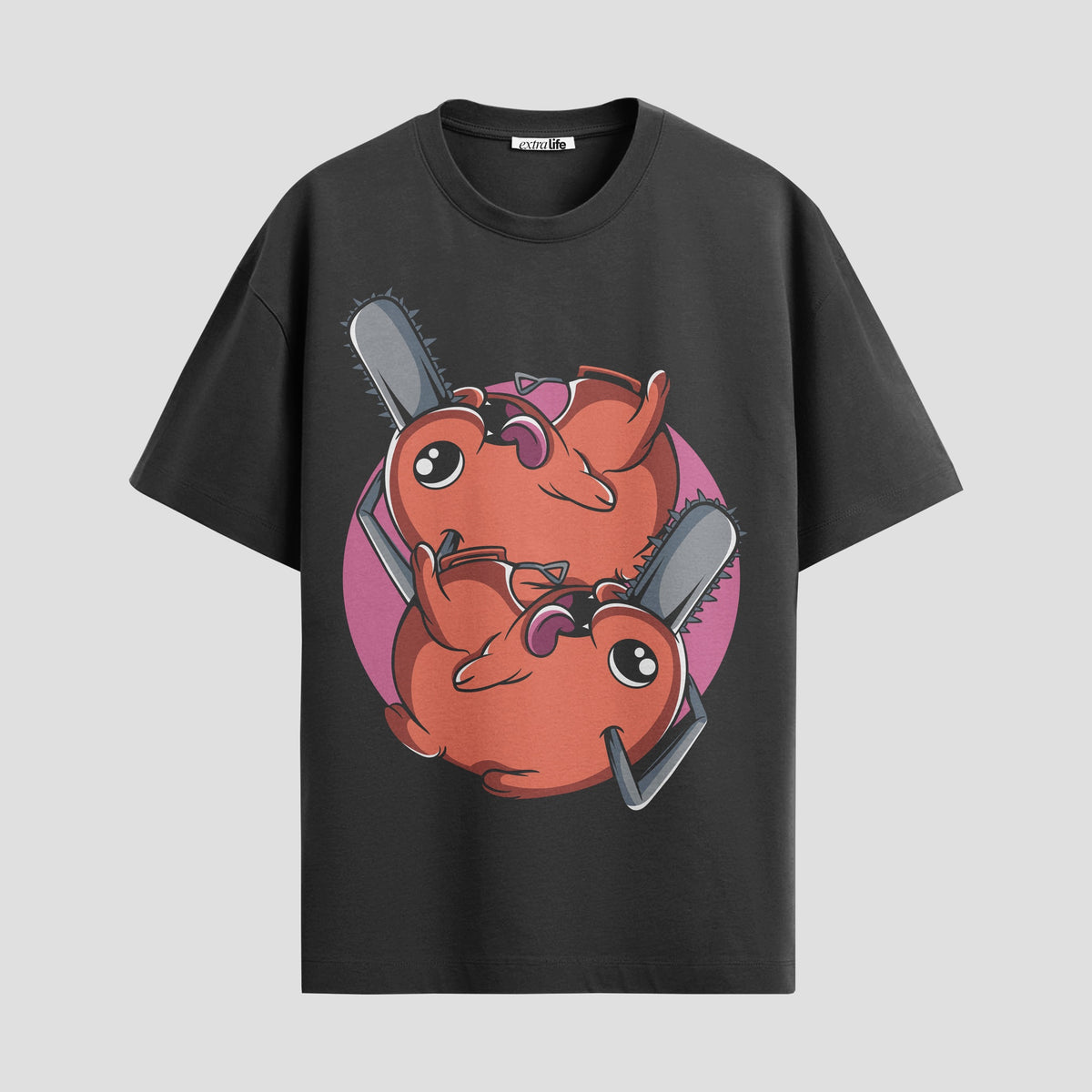 Playera urbana de anime y gaming ExtraLife MX, corte Classic Premium unisex ligero y transpirable en color Deep Black y Pure White, ropa de uso diario para gym y casual.
