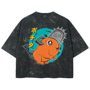 Playera streetwear premium de anime y gaming ExtraLife MX, corte boxy deluxe mineral wash heavyweight en color Acid Wash, moda urbana mexicana de culto.