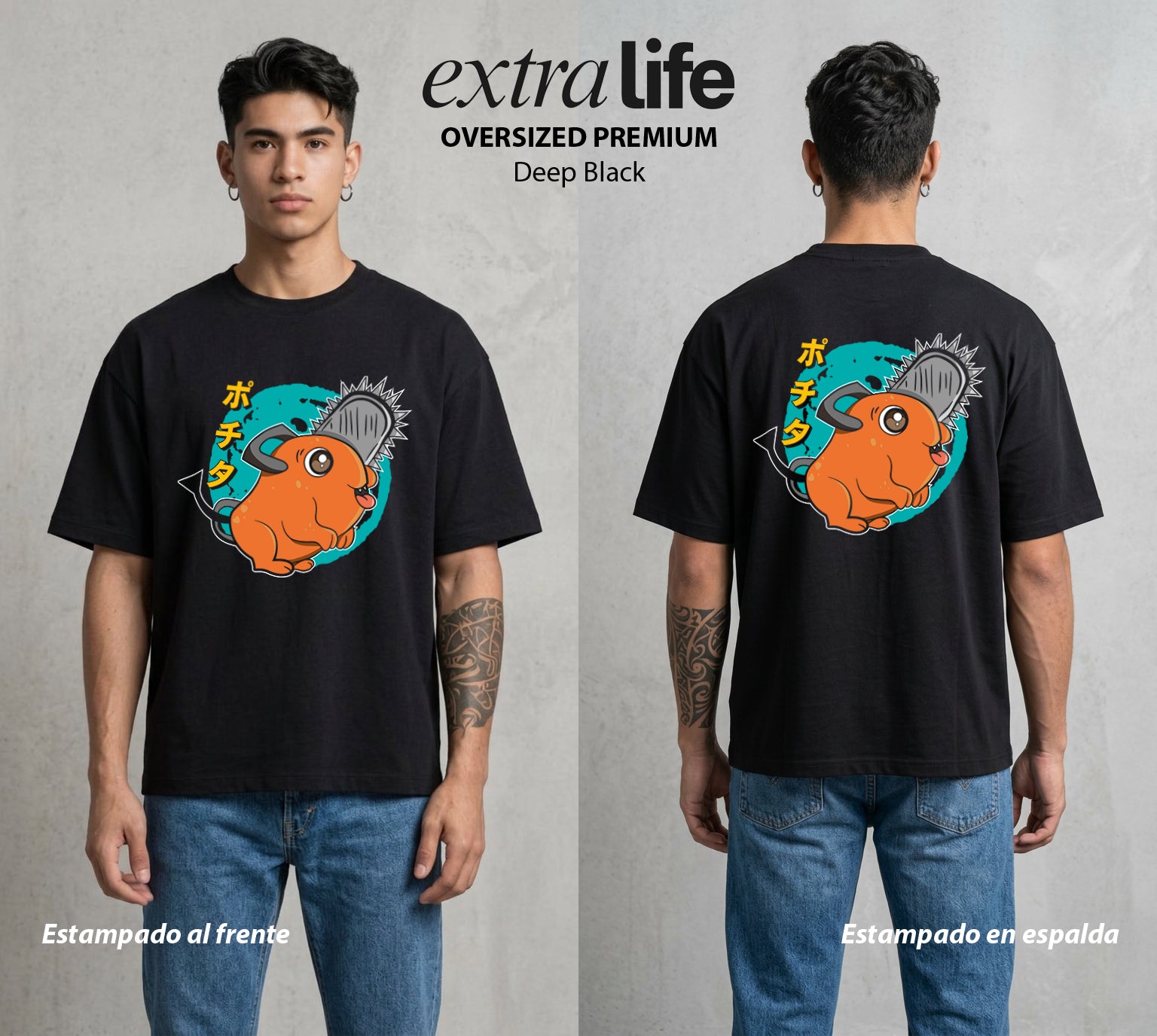 El Contrato Infernal | El Amigo del Caos #00456 - Playera Oversized Premium | Deep Black - Foto en modelo