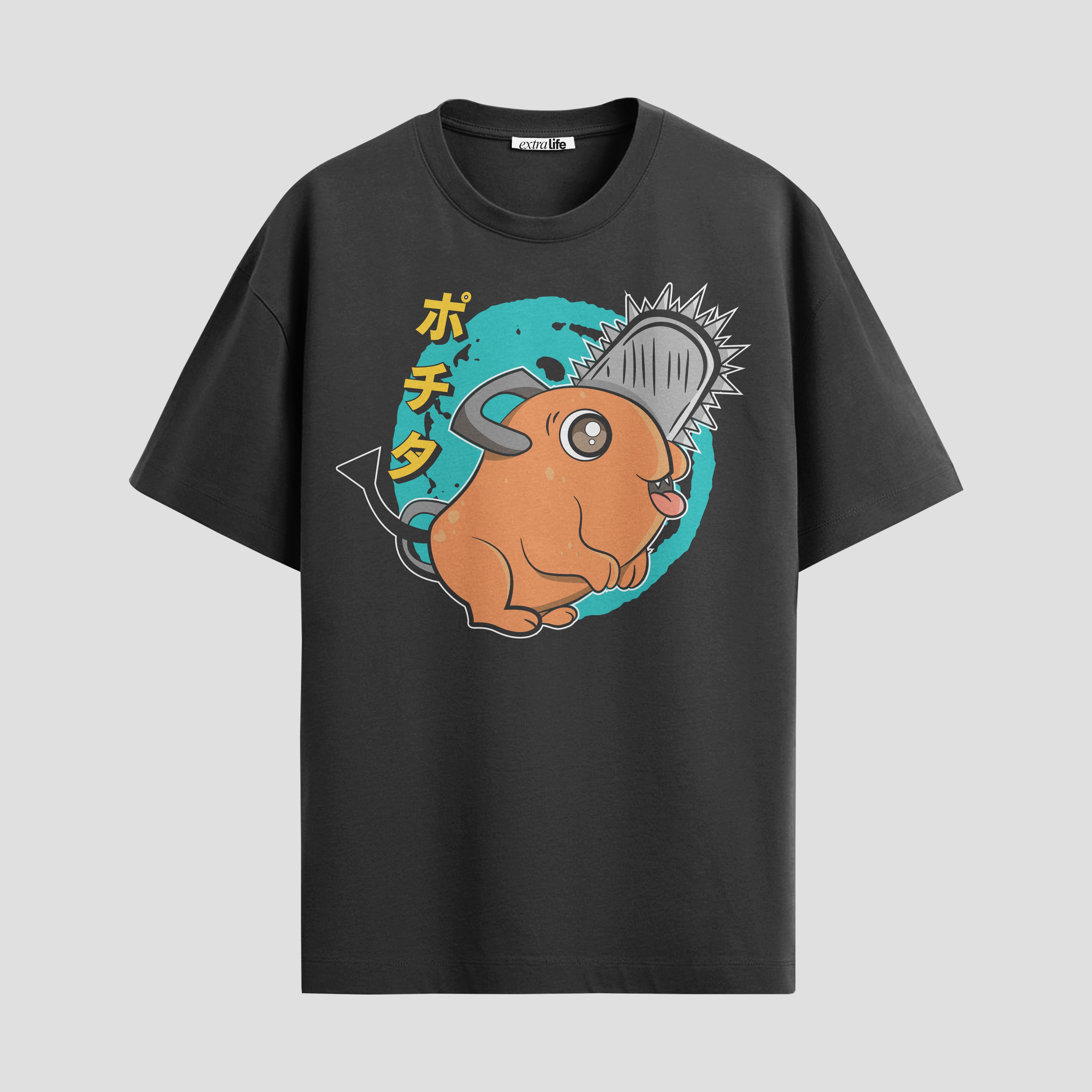 Playera urbana de anime y gaming ExtraLife MX, corte Standard Fit unisex ligero y transpirable en color Deep Black y Pure White, ropa de uso diario para gym y casual.
