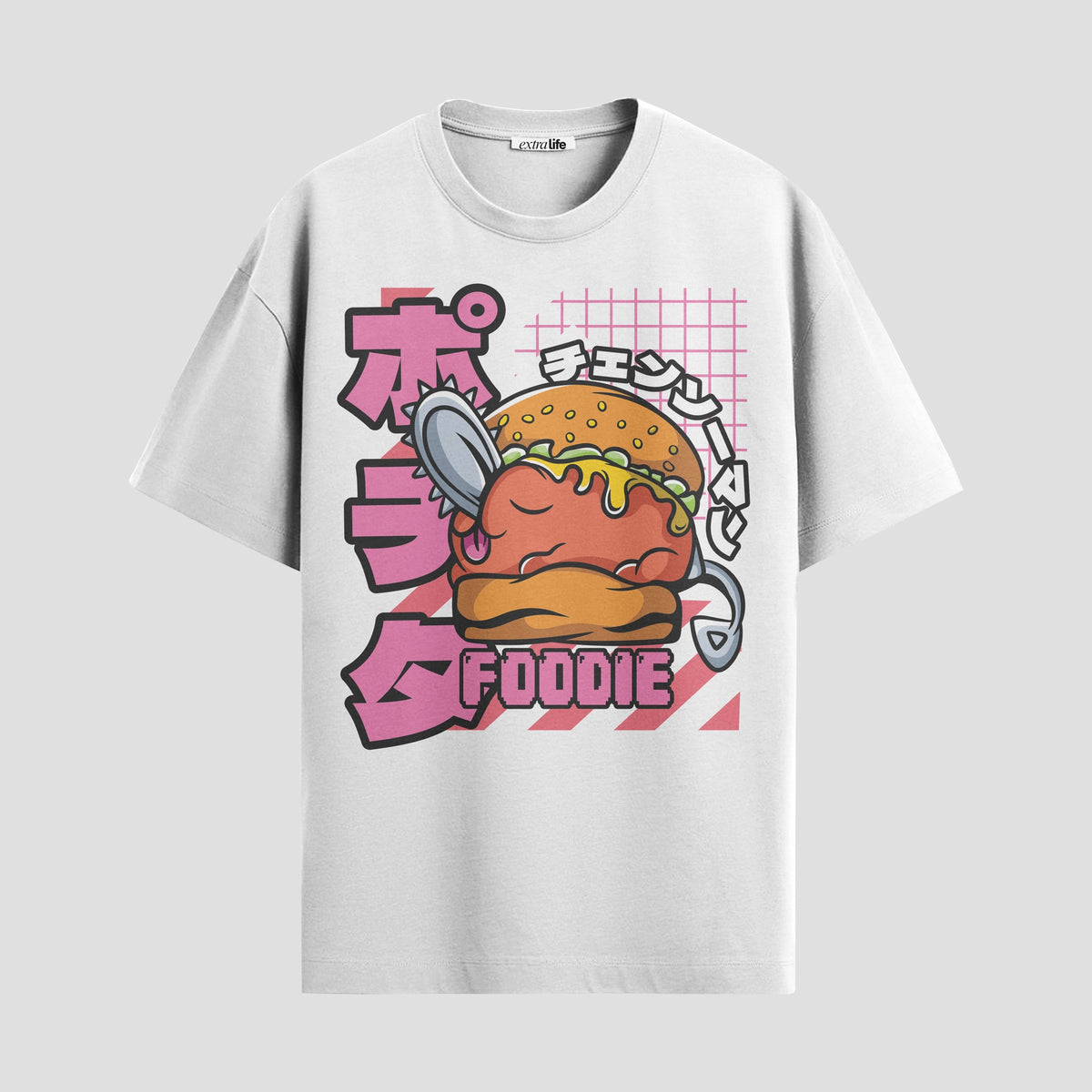 Playera urbana de anime y gaming ExtraLife MX, corte Classic Premium unisex ligero y transpirable en color Deep Black y Pure White, ropa de uso diario para gym y casual.