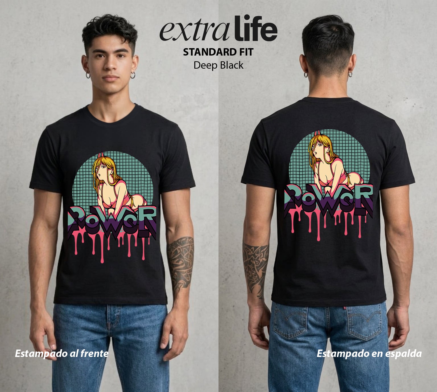 El Contrato Infernal | La Sangre del Diablo #00460 - Playera Standard Fit | Deep Black - Foto en modelo