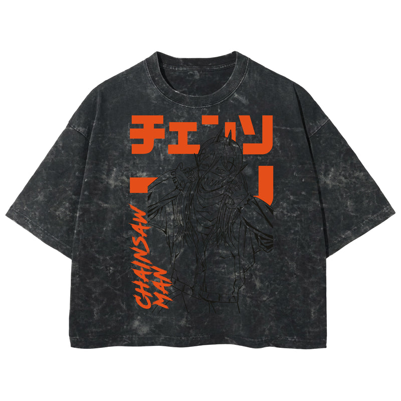 Playera streetwear premium de anime y gaming ExtraLife MX, corte boxy deluxe mineral wash heavyweight en color Acid Wash, moda urbana mexicana de culto.