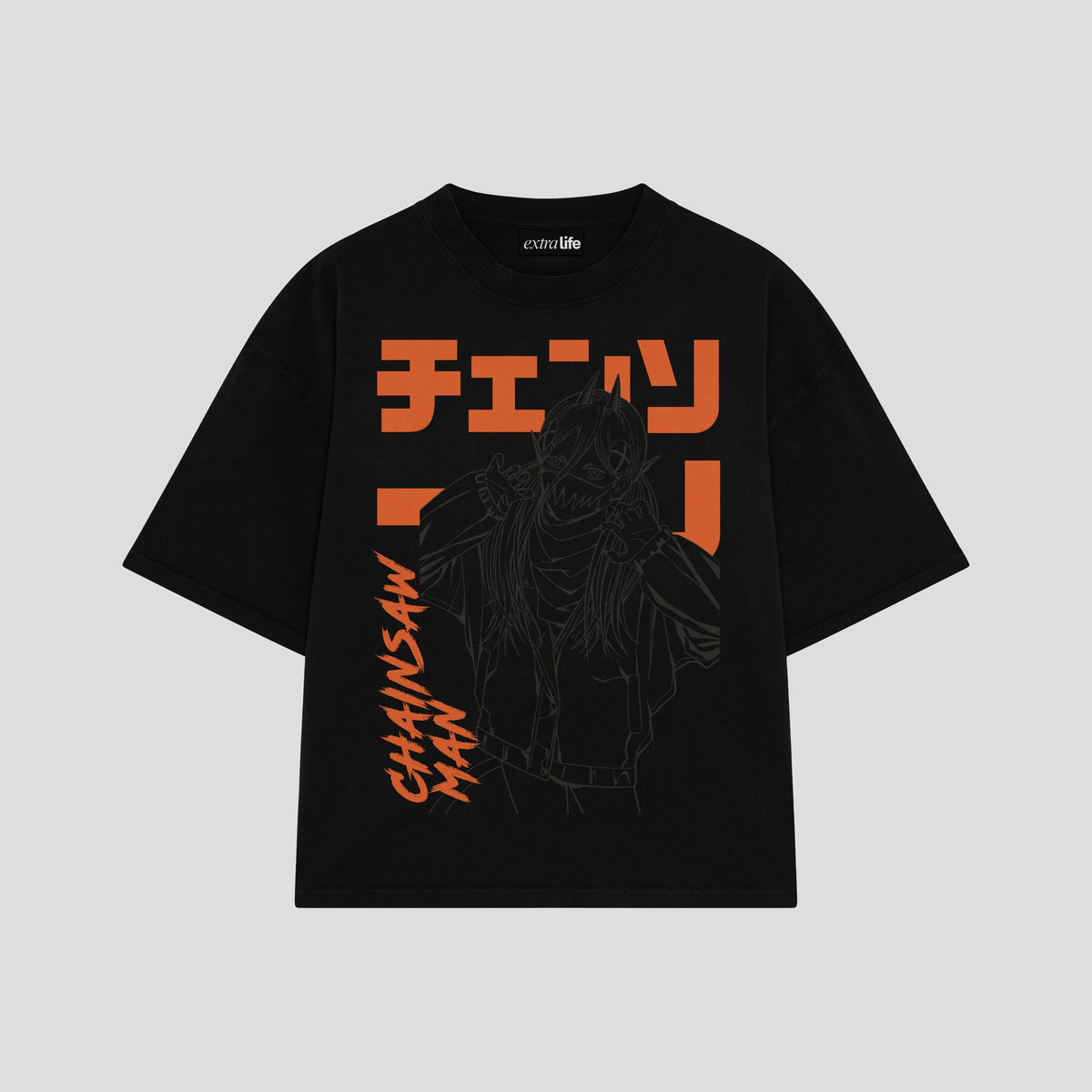 Playera streetwear premium de anime y gaming ExtraLife MX, corte oversized drop shoulder ligero y fresco en color Deep Black y Off-White, moda urbana mexicana de culto.