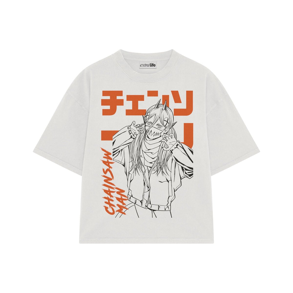 Playera streetwear premium de anime y gaming ExtraLife MX, corte oversized drop shoulder ligero y fresco en color Deep Black y Off-White, moda urbana mexicana de culto.