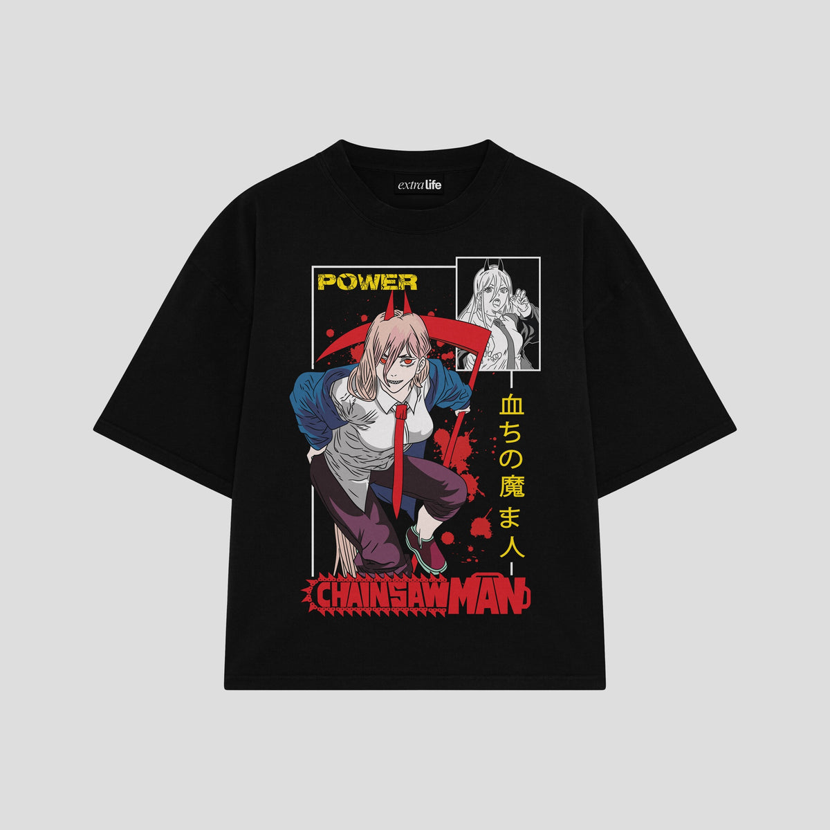 Playera streetwear premium de anime y gaming ExtraLife MX, corte oversized drop shoulder ligero y fresco en color Deep Black y Off-White, moda urbana mexicana de culto.
