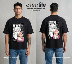 El Contrato Infernal | Sangre y Caos #00463 - Playera Oversized Premium | Deep Black - Foto en modelo