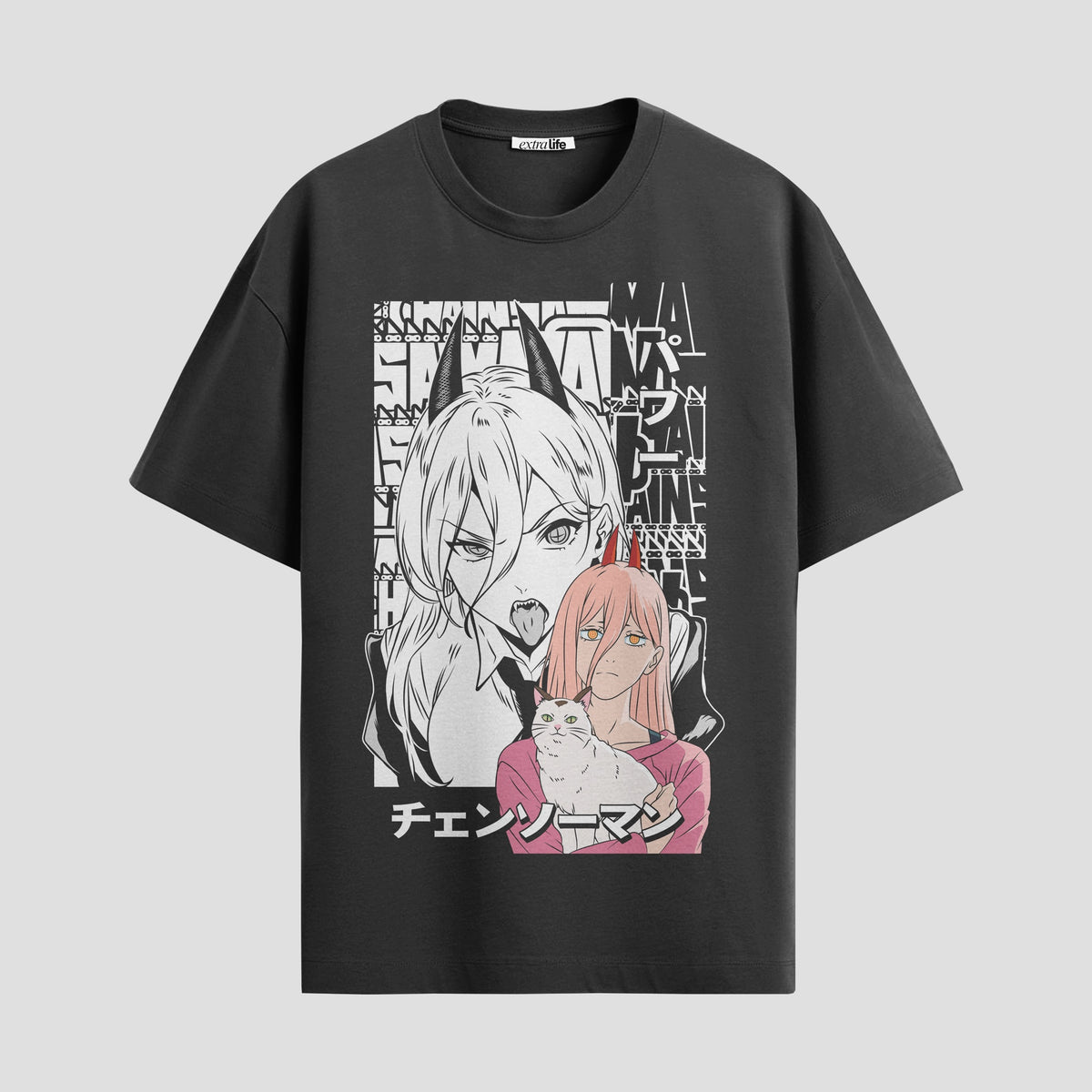 Playera urbana de anime y gaming ExtraLife MX, corte Classic Premium unisex ligero y transpirable en color Deep Black y Pure White, ropa de uso diario para gym y casual.