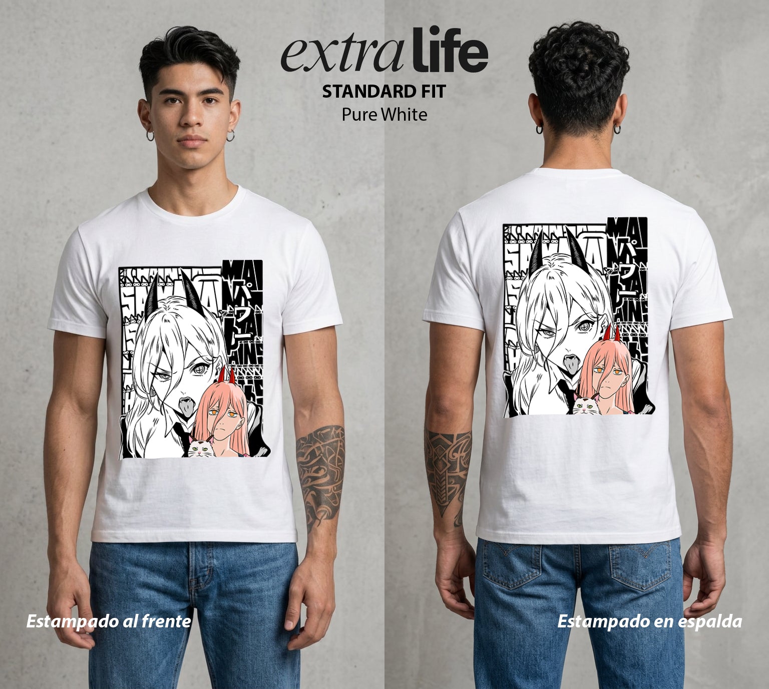 El Contrato Infernal | Sangre y Caos #00463 - Playera Standard Fit | Pure White - Foto en modelo
