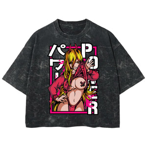 Playera streetwear premium de anime y gaming ExtraLife MX, corte boxy deluxe mineral wash heavyweight en color Acid Wash, moda urbana mexicana de culto.