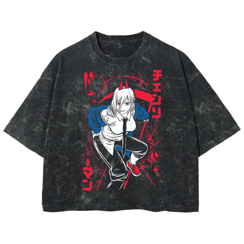 Playera streetwear premium de anime y gaming ExtraLife MX, corte boxy deluxe mineral wash heavyweight en color Acid Wash, moda urbana mexicana de culto.