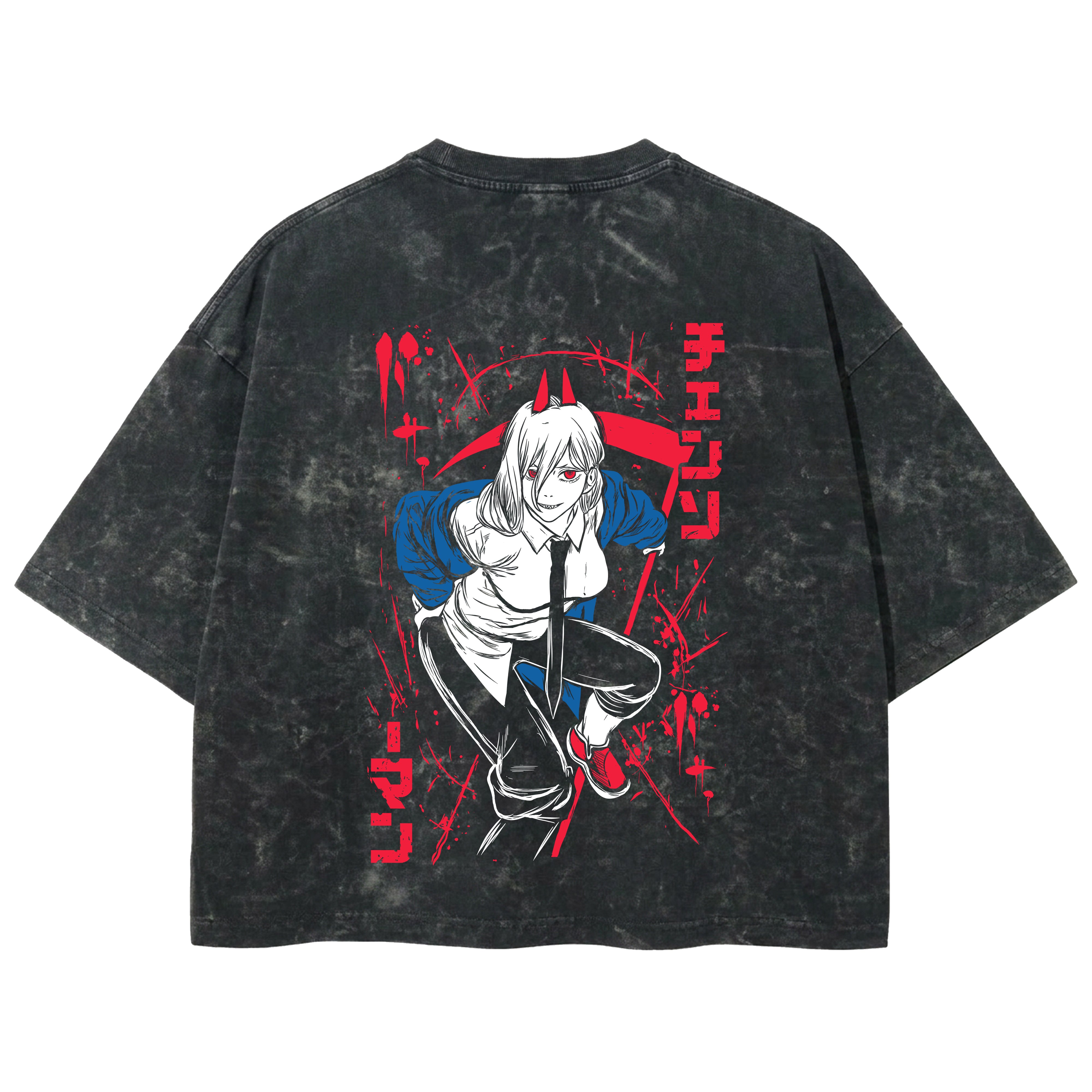 Playera streetwear premium de anime y gaming ExtraLife MX, corte boxy deluxe mineral wash heavyweight en color Acid Wash, moda urbana mexicana de culto.