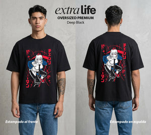 El Contrato Infernal | La Sangre del Diablo #00466 - Playera Oversized Premium | Deep Black - Foto en modelo