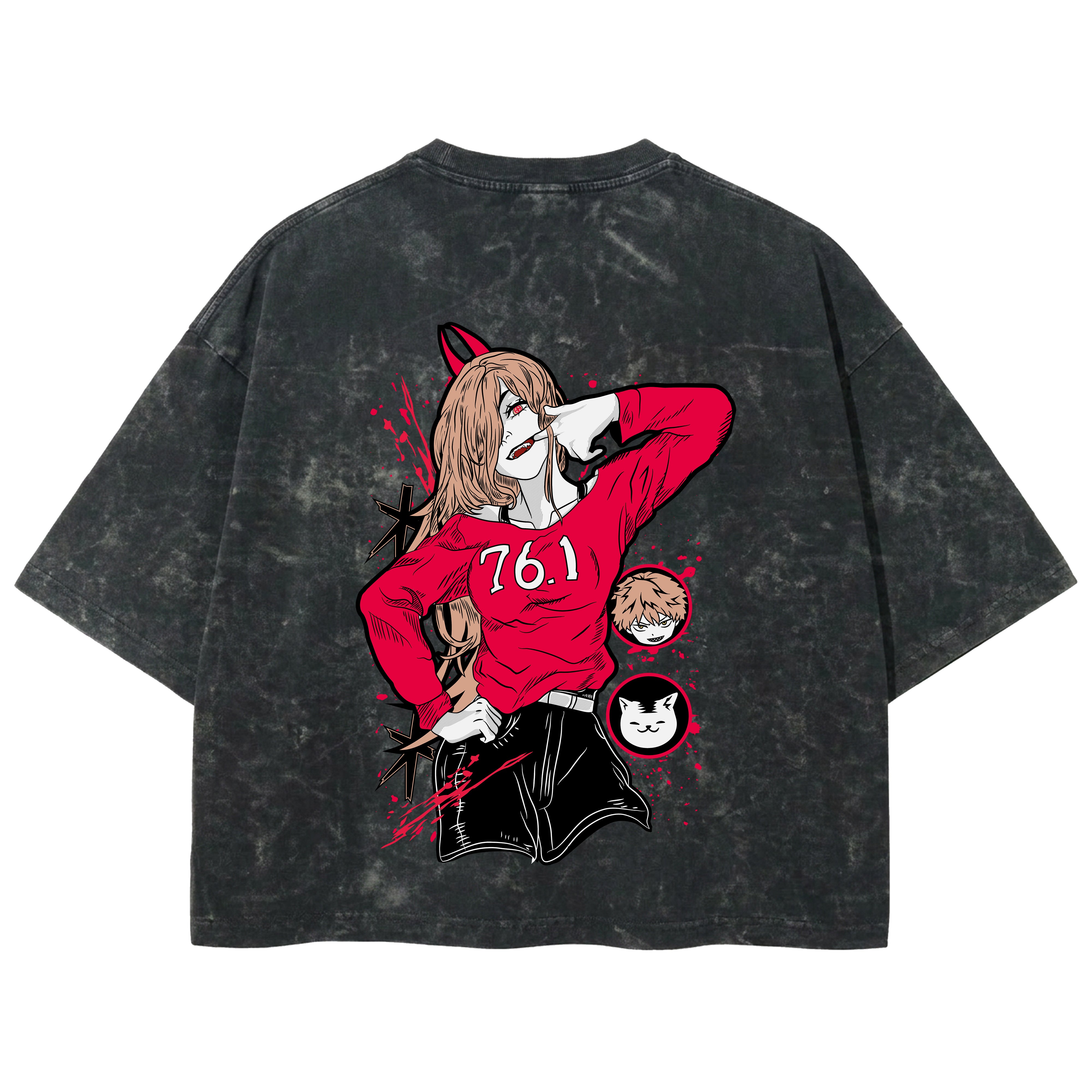 Playera streetwear premium de anime y gaming ExtraLife MX, corte boxy deluxe mineral wash heavyweight en color Acid Wash, moda urbana mexicana de culto.