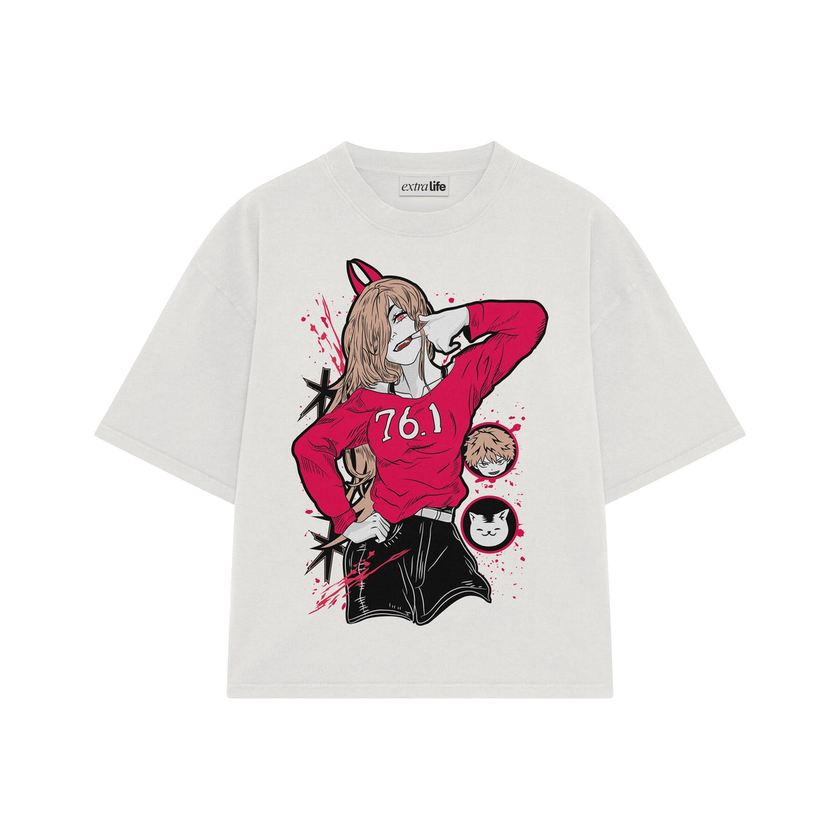 Playera streetwear premium de anime y gaming ExtraLife MX, corte oversized drop shoulder ligero y fresco en color Deep Black y Off-White, moda urbana mexicana de culto.