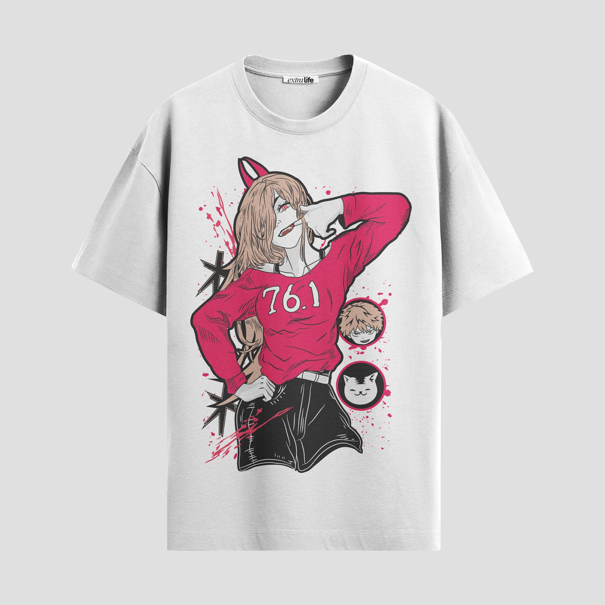 Playera urbana de anime y gaming ExtraLife MX, corte Classic Premium unisex ligero y transpirable en color Deep Black y Pure White, ropa de uso diario para gym y casual.