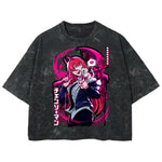 Playera streetwear premium de anime y gaming ExtraLife MX, corte boxy deluxe mineral wash heavyweight en color Acid Wash, moda urbana mexicana de culto.