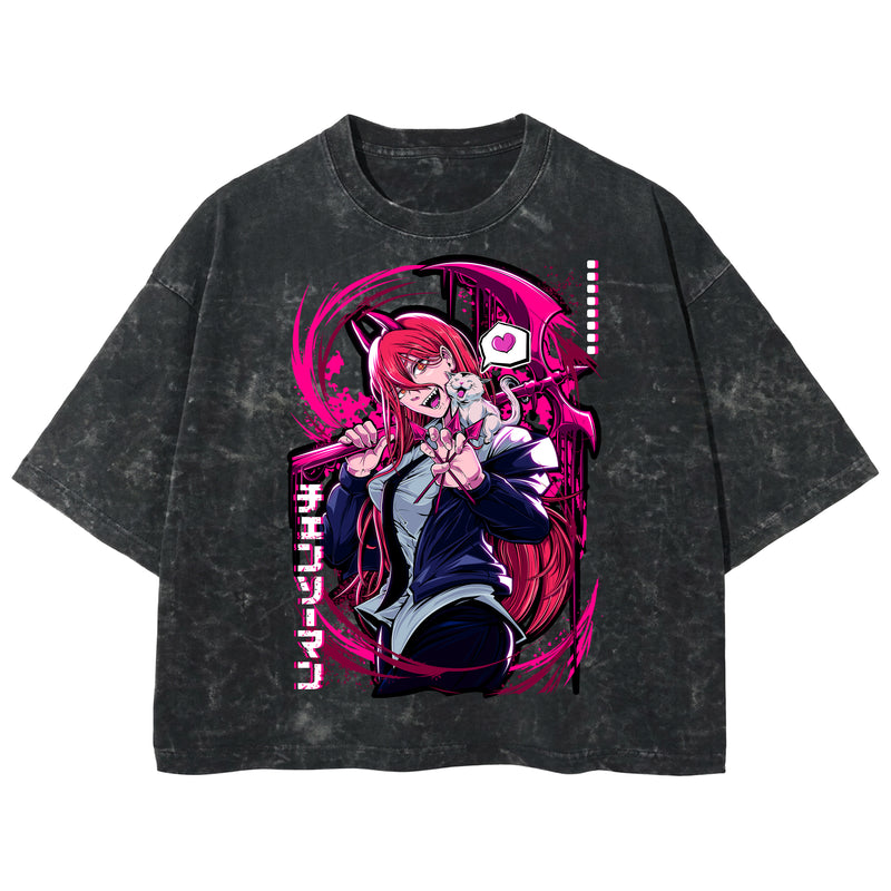 Playera streetwear premium de anime y gaming ExtraLife MX, corte boxy deluxe mineral wash heavyweight en color Acid Wash, moda urbana mexicana de culto.