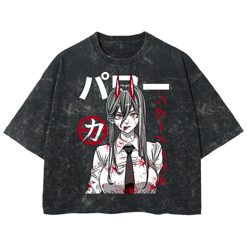Playera streetwear premium de anime y gaming ExtraLife MX, corte boxy deluxe mineral wash heavyweight en color Acid Wash, moda urbana mexicana de culto.
