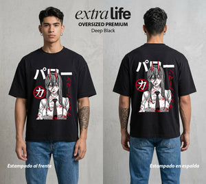 El Contrato Infernal | Sangre y Caos #00469 - Playera Oversized Premium | Deep Black - Foto en modelo