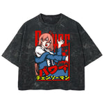 Playera streetwear premium de anime y gaming ExtraLife MX, corte boxy deluxe mineral wash heavyweight en color Acid Wash, moda urbana mexicana de culto.
