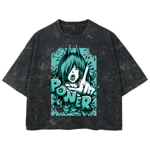 Playera streetwear premium de anime y gaming ExtraLife MX, corte boxy deluxe mineral wash heavyweight en color Acid Wash, moda urbana mexicana de culto.