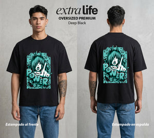 El Contrato Infernal | El Caos de Sangre #00471 - Playera Oversized Premium | Deep Black - Foto en modelo