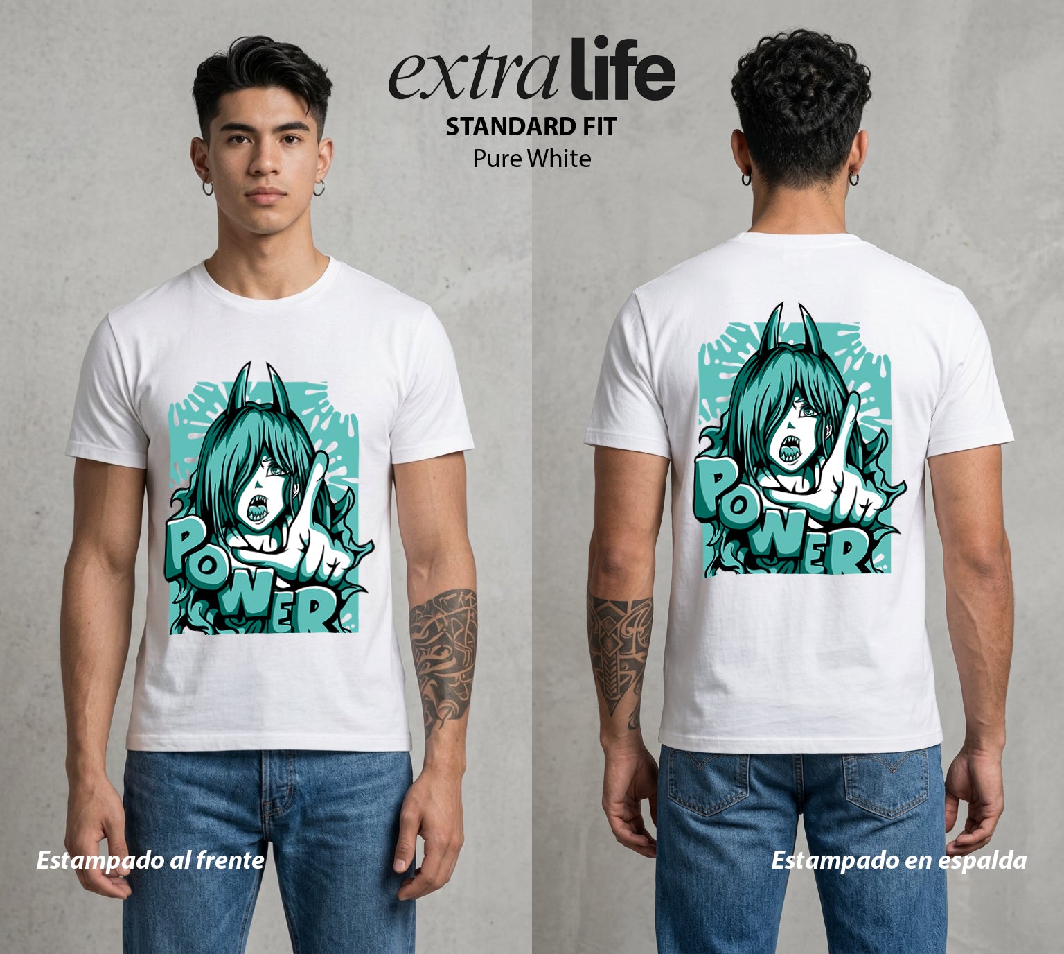 El Contrato Infernal | El Caos de Sangre #00471 - Playera Standard Fit | Pure White - Foto en modelo