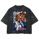 Playera streetwear premium de anime y gaming ExtraLife MX, corte boxy deluxe mineral wash heavyweight en color Acid Wash, moda urbana mexicana de culto.