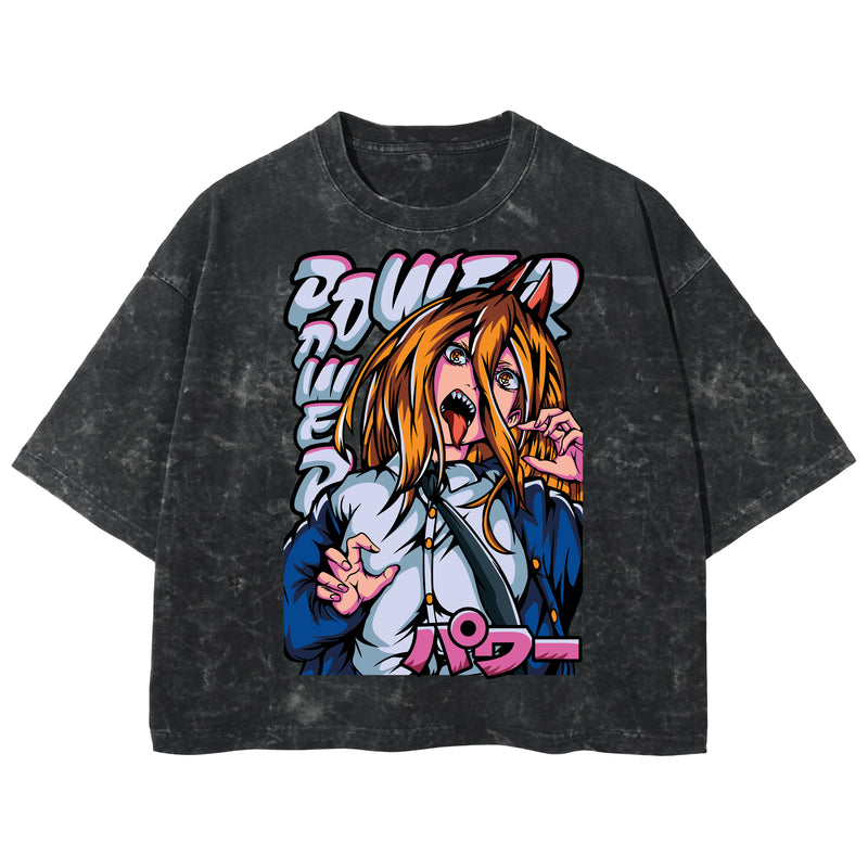 Playera streetwear premium de anime y gaming ExtraLife MX, corte boxy deluxe mineral wash heavyweight en color Acid Wash, moda urbana mexicana de culto.