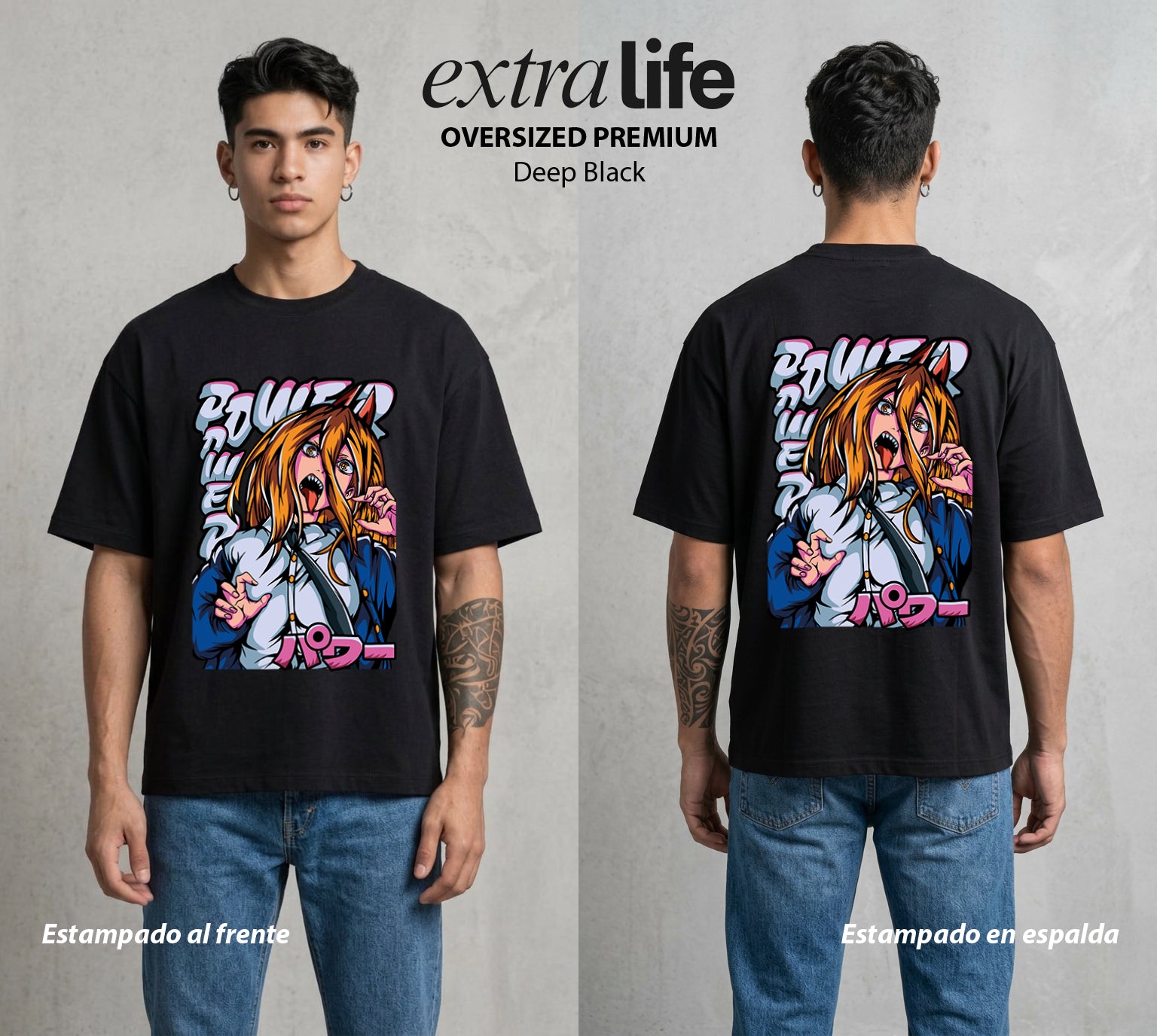 El Contrato Infernal | La Sangre del Diablo #00472 - Playera Oversized Premium | Deep Black - Foto en modelo