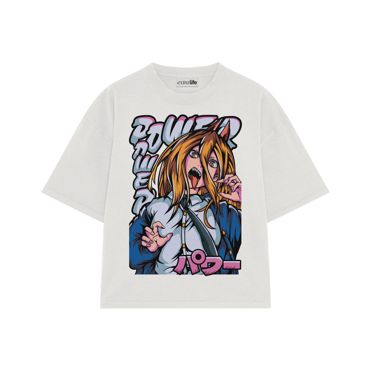 Playera streetwear premium de anime y gaming ExtraLife MX, corte oversized drop shoulder ligero y fresco en color Deep Black y Off-White, moda urbana mexicana de culto.