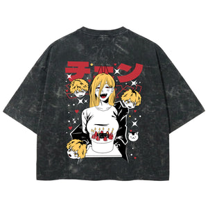 Playera streetwear premium de anime y gaming ExtraLife MX, corte boxy deluxe mineral wash heavyweight en color Acid Wash, moda urbana mexicana de culto.