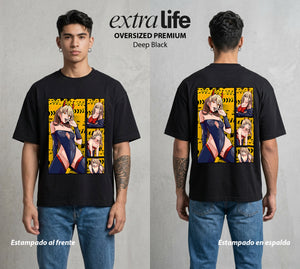 El Contrato Infernal | Sangre y Caos #00475 - Playera Oversized Premium | Deep Black - Foto en modelo